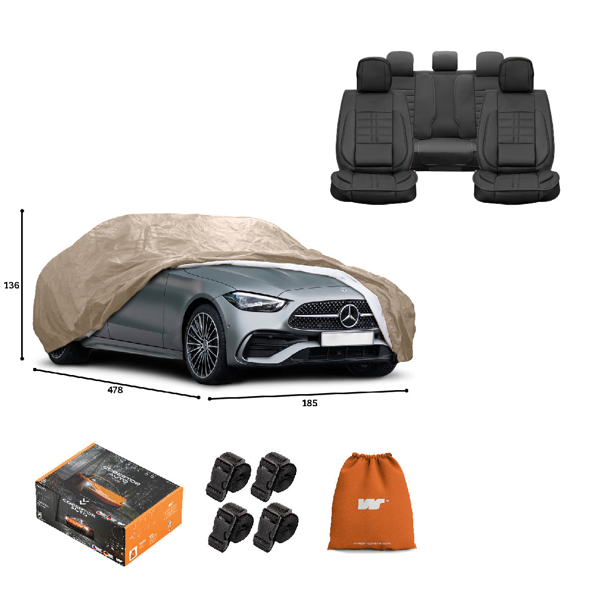 Pack Cobertor de Auto Deluxe + Funda de Asiento (20% OFF)