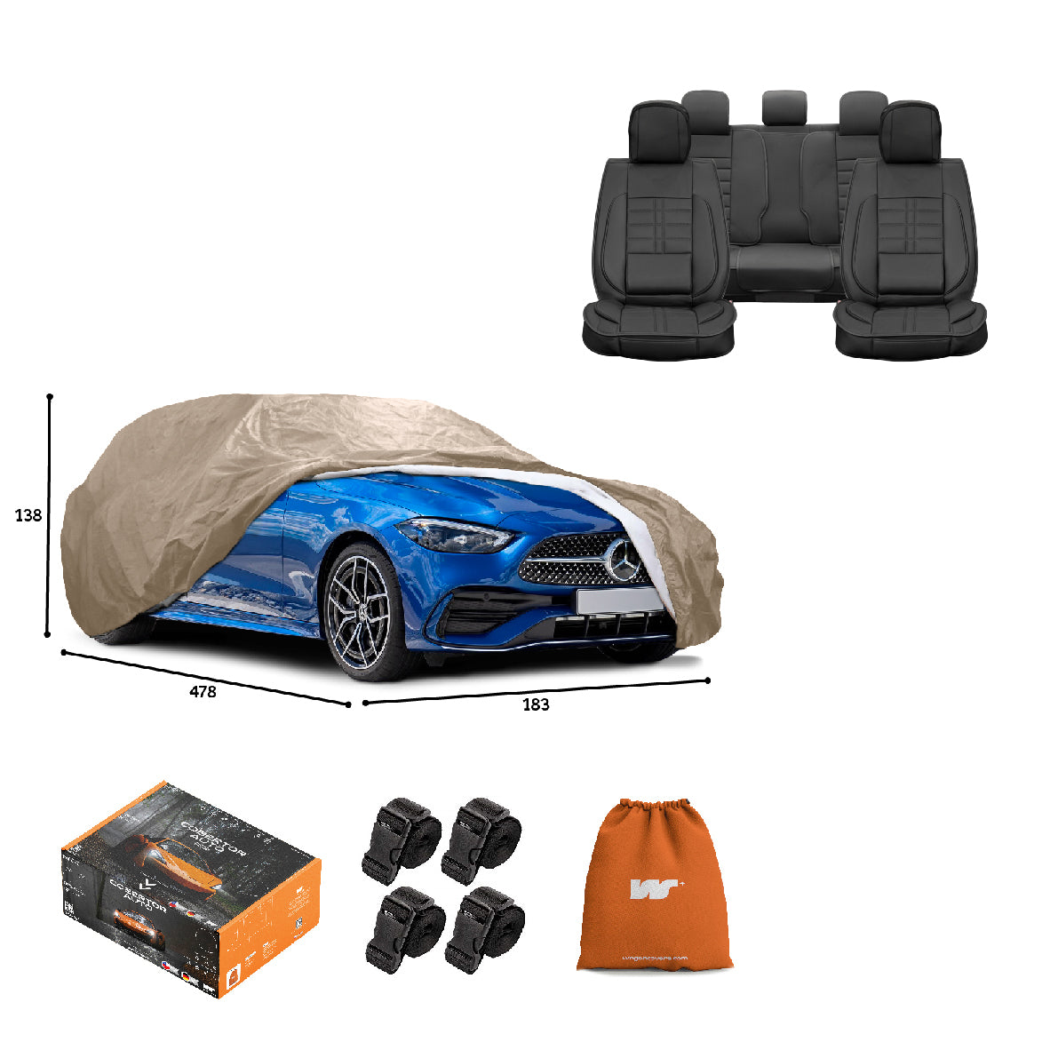 Pack Cobertor de Auto Deluxe + Funda de Asiento (20% OFF)